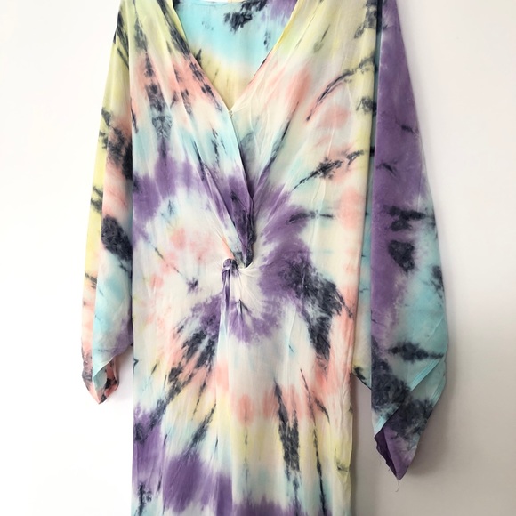 Surf Gypsy Tie-Dye Swim Coverup - Blue, Purple, Yellow - Picture 3 of 9